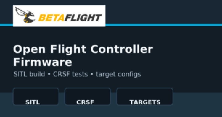 Betaflight cover showing the project logo with flight controller firmware, SITL, CRSF, and target configuration signals
