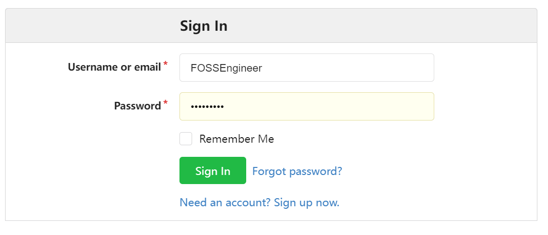 Gogs User Sign In