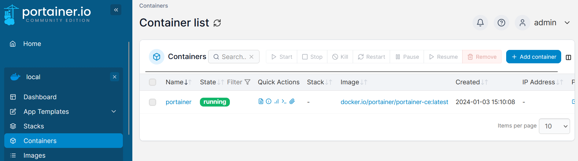 Portainer Docker UI