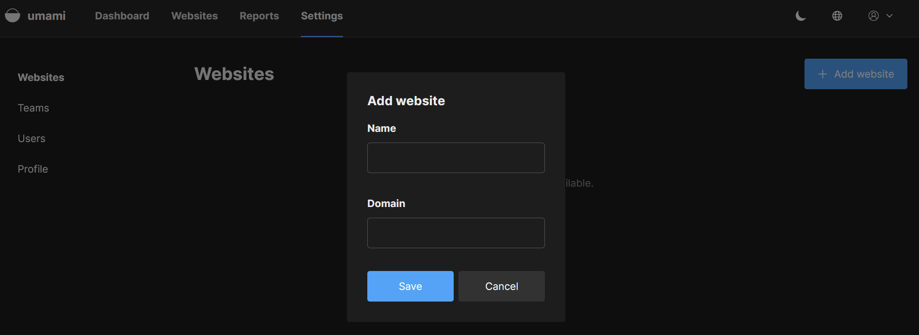 Adding a Website to Umami